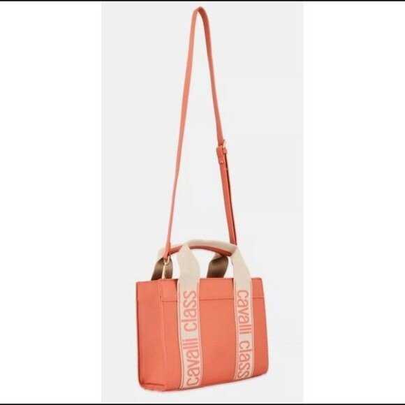 Cavalli Class Coral Haze Handbag With Adjustable Strap & Canvas Handles Designer - Picture 2 of 6